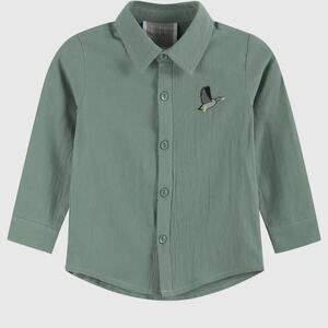 Lil Cactus Sage Green Mallard Boys Button Down Dress Shirt NWT size 2T